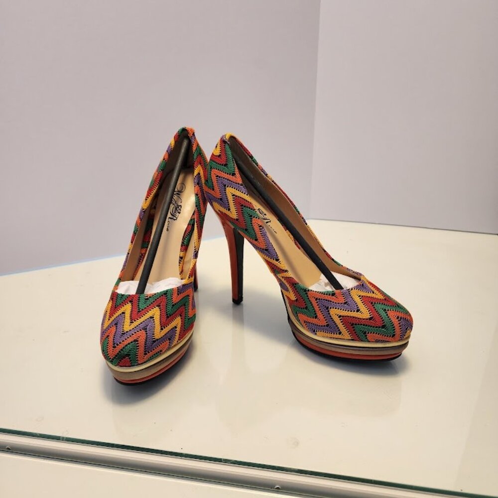 Wild Rose Multicolor Zigzag Platform Pumps